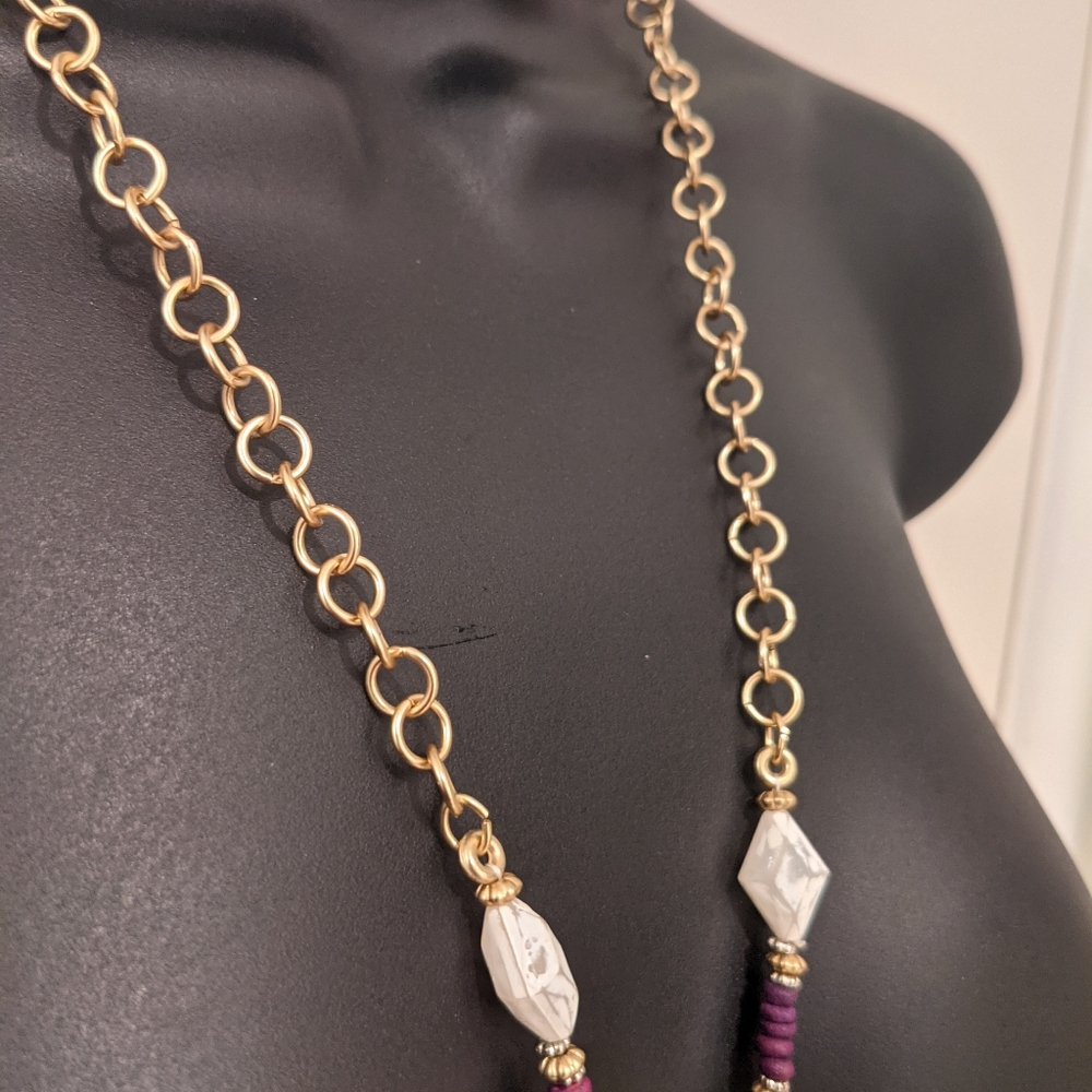 Chico's Multicolor Beaded Tassel Necklace - Picture 5 of 6
